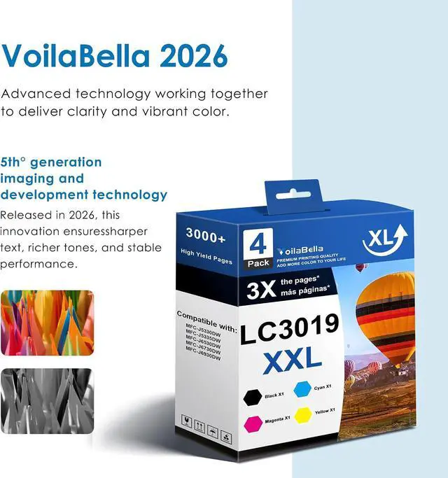 Alt view image 5 of 7 - LC3019XXL High Yield Ink Cartridges Set 4-Pack for Brother Printers