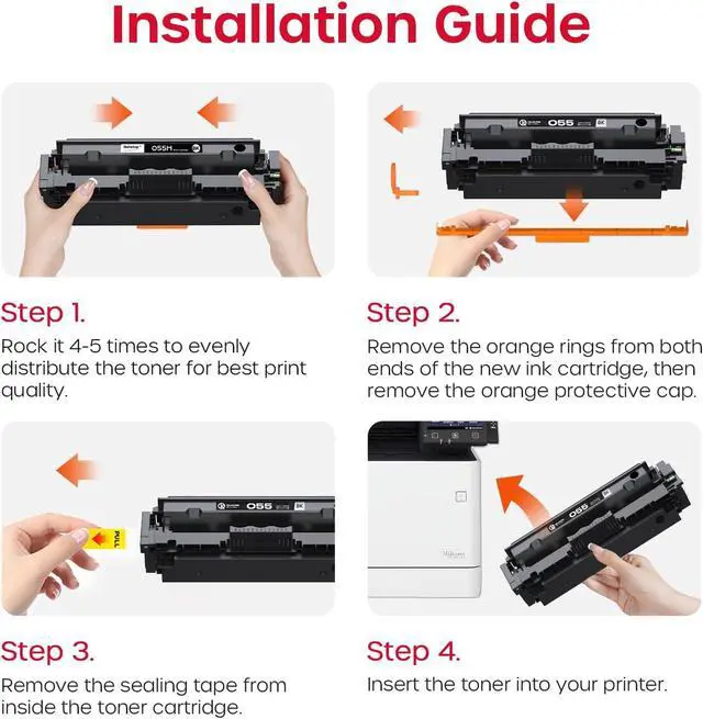 Alt view image 6 of 7 - 055 Toner Cartridge Set 4 Pack Compatible for Canon 055H CRG-055