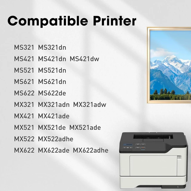 Alt view image 3 of 6 - 56F1000 Toner Cartridge Black Compatible for Lexmark MS421 MS321 MS521 MS622 MX321 MX421 MX521 MX522 MX622 MS421dn MS421dw MS521dn MS621dn MX321adn MX321adw MX421ade Printer