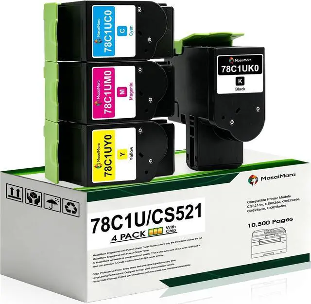 Main image of MasaiMara 78C1U 78C1UK0 78C1UC0 78C1UM0 78C1UY0 Ultra High Yield Toner Cartridges for Lexmark CS521, CS521dn, CS622, CS622de, CX622, CX622ade, CX625, CX625ade, CX625adhe Printers (Black, 2-Pack)