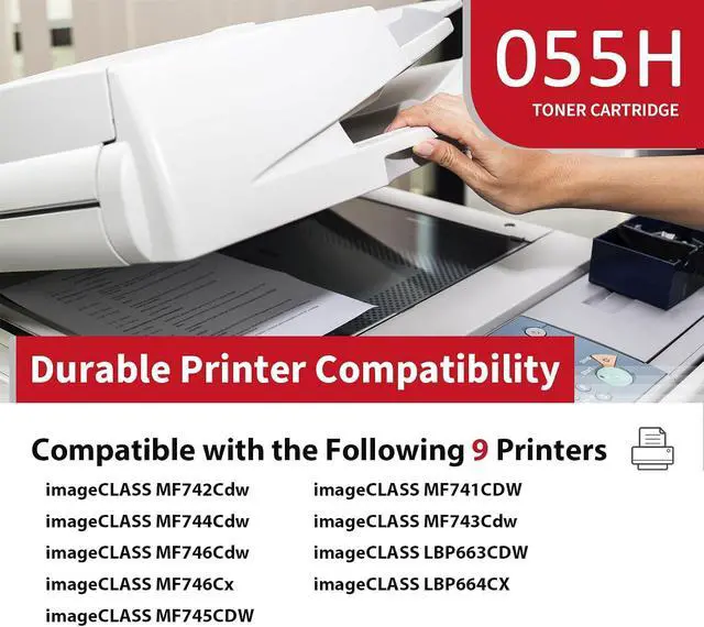 Alt view image 2 of 7 - 055H Toner Cartridge Set 4 Pack - Replacement for Canon CRG-055H 055 Toner Cartridge for Color imageCLASS MF741Cdw, MF742Cdw, MF744Cdw, MF746Cx, LBP664Cdw, LBP663Cdw, Printer Toner (055H, 1B 1C 1M 1Y)