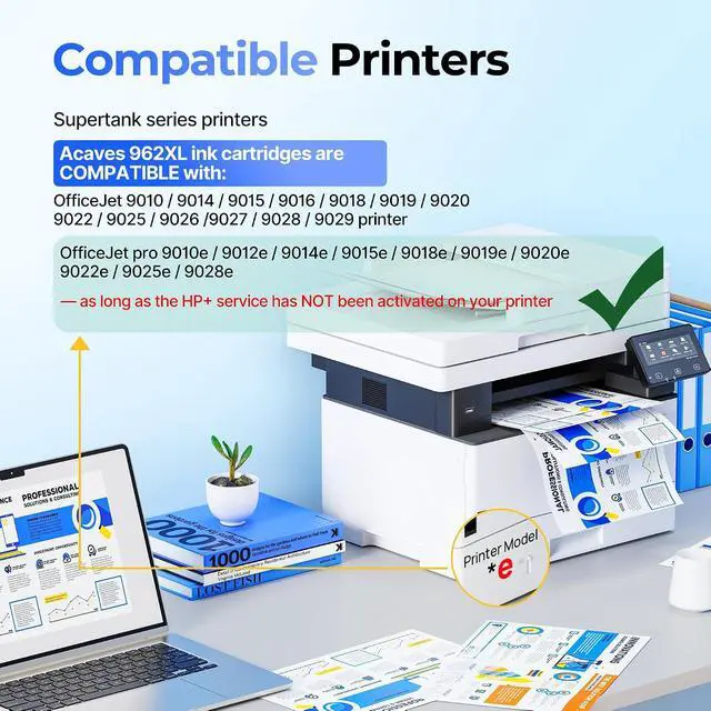 Alt view image 2 of 7 - 962XL Ink Cartridges for HP 962XL Ink Cartridges Combo Pack Work for HP OfficeJet Pro 9010, 9015, 9018, 9020, 9025 9014 9016 9019 Printer, 4-Pack