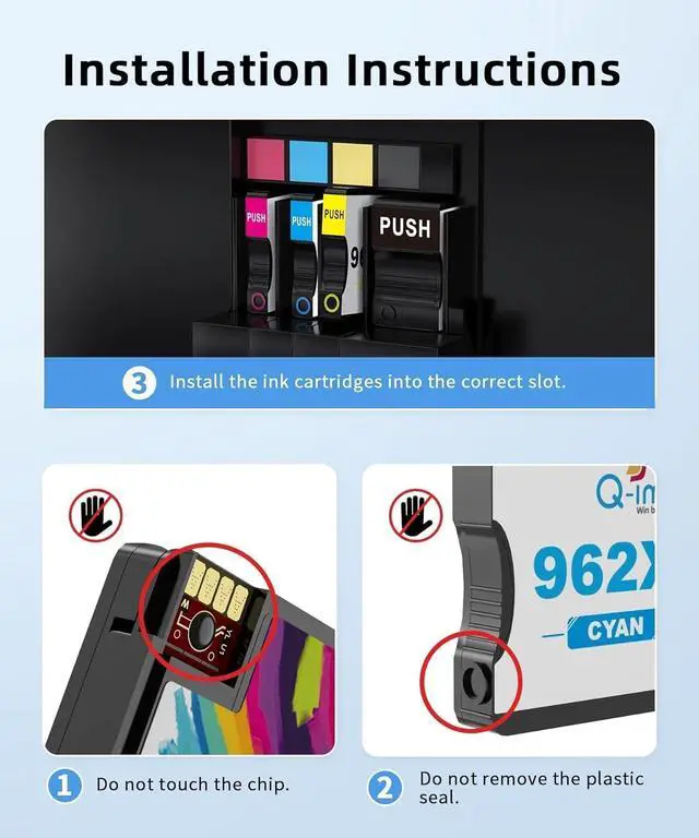 Alt view image 5 of 7 - Q-image 962XL Ink Cartridge Combo Pack Replacement for OfficeJet Pro 9015e