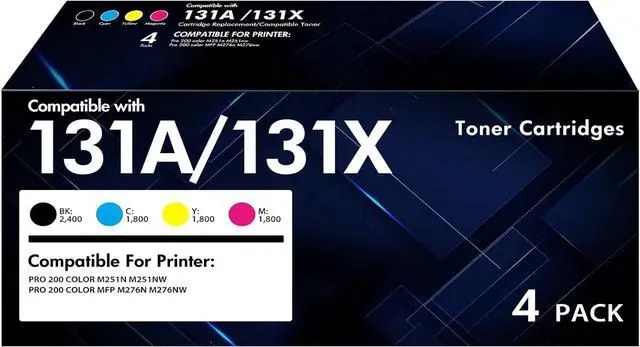 Main image of 131X Toner Cartridge 4 Pack for HP 131A 131X M251nw pro 200 Color M276nw