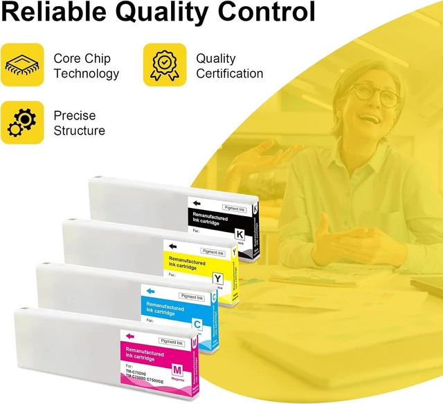 Alt view image 2 of 6 - Remanufactured SJIC30P Ink Cartridge SJIC30P Black and Color Ink Compatible with ColorWorks TM-C7500G TM-C7500GE ColorWorks TM C7500G TM C7500GE Printer (4 Pack, Black Cyan Magenta Yellow)