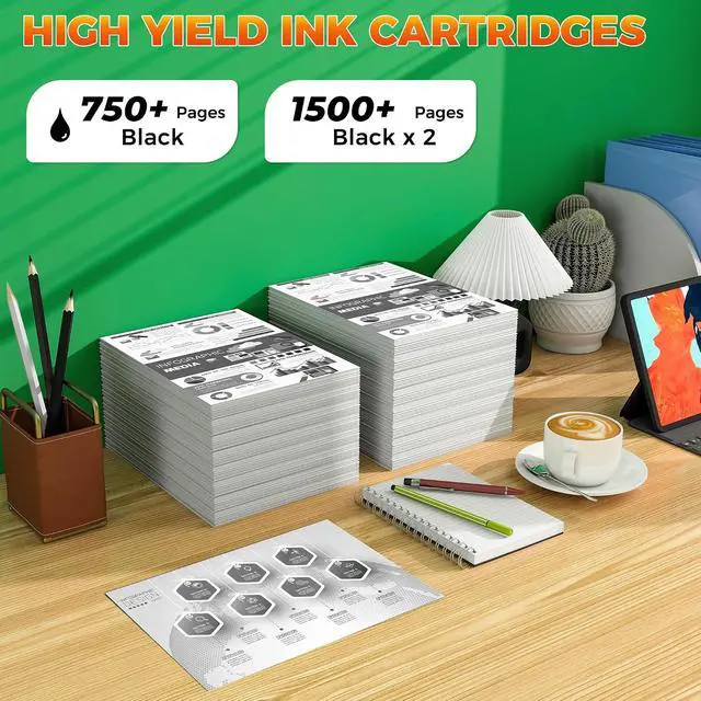 Alt view image 4 of 7 - 61XL Black Ink Cartridge High Yield 2-Pack Compatible for HP Ink 61XL 61
