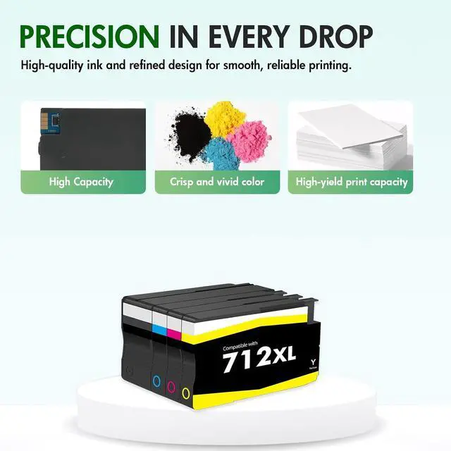 Alt view image 6 of 7 - 712 T210 712XL Ink Cartridge for HP Printers Black and Color Combo Pack