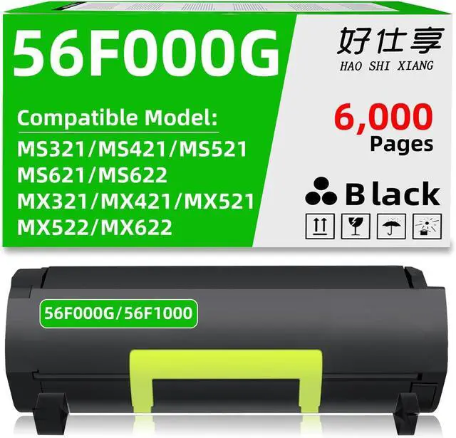 Main image of 56F000G High Yield Black Toner Cartridge Compatible with Lexmark 56F1000 56F2000 56F3000 56F4000 56F5000 56F6000 for MS321 MS421 MS521 MS621 MS622 MX321 MX421 MX521 MX522 MX622 Printer (56F000G-1Pack)