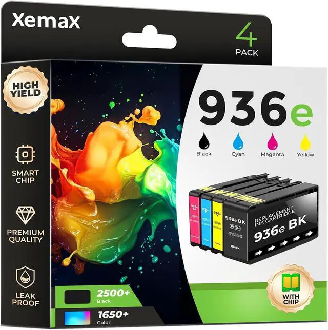 Main image of 936 936e Ink Cartridges 4 Pack Compatible with HP OfficeJet Pro 9125e 9135e