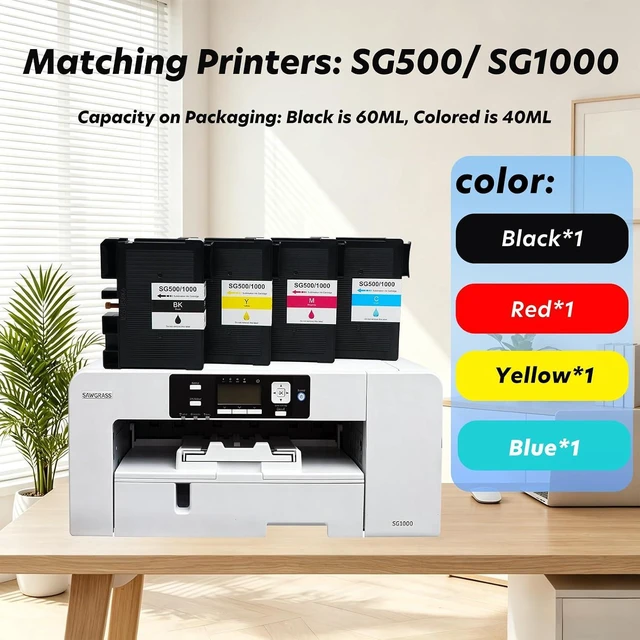 Alt view image 4 of 7 - Version 4.03 Sublimation Ink Cartridge Replacement for Sawgrass Virtuoso SG500/SG1000 Printers (BK/C/M/Y, 4 Pack), Compatible with Firmware Version 4.03