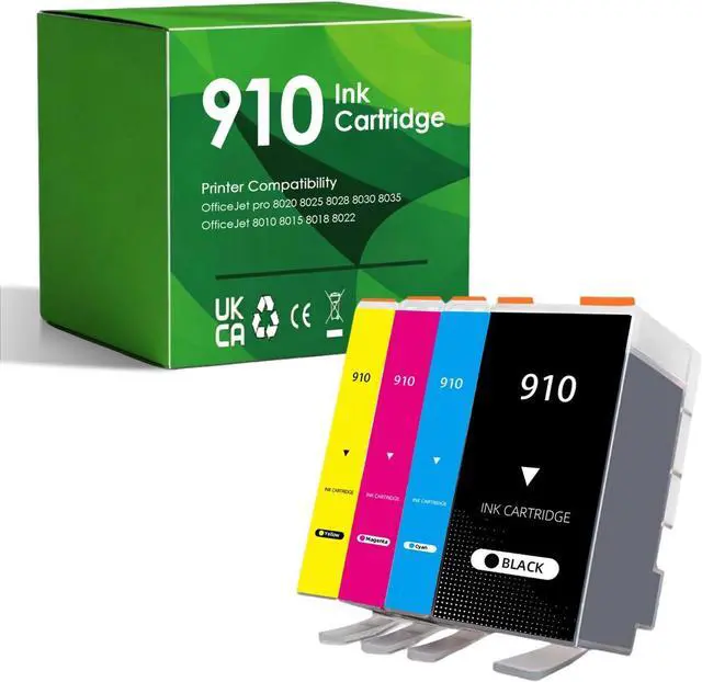Main image of 910 Ink Cartridges Replacement for HP 910 Ink Cartridges Combo Pack High Yield Work for OfficeJet Pro 8020 8025 8028 8030 8035 OfficeJet 8010 8015 8018 8022 Printers (4-Pack)