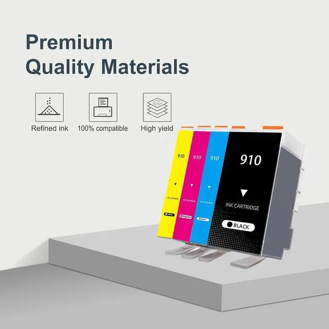 Alt view image 5 of 7 - 910 Ink Cartridges Replacement for HP 910 Ink Cartridges Combo Pack High Yield Work for OfficeJet Pro 8020 8025 8028 8030 8035 OfficeJet 8010 8015 8018 8022 Printers (4-Pack)