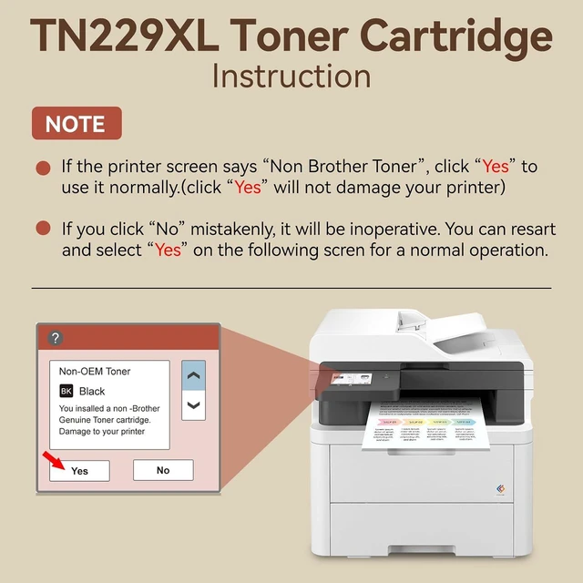 Alt view image 4 of 7 - TN229XL Toner 4 Pack Comapatible for Brother MFC-L3780CDW