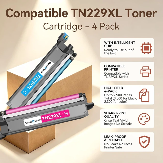 Alt view image 2 of 7 - TN229XL Toner 4 Pack Comapatible for Brother MFC-L3780CDW