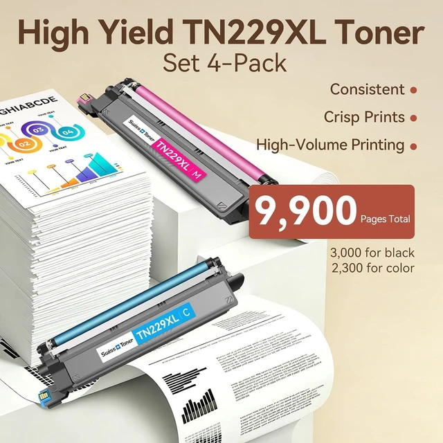 Alt view image 5 of 7 - TN229XL Toner 4 Pack Comapatible for Brother MFC-L3780CDW