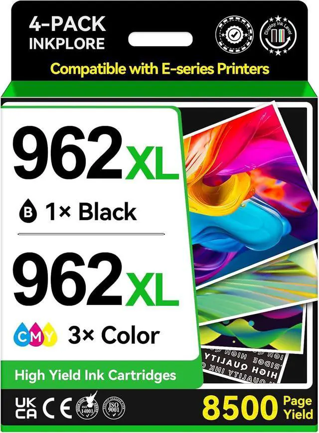 Main image of 962XL Ink Cartridges Combo Pack Compatible for HP 962 Ink Cartridges, Work with OfficeJet Pro 9015e 9018e 9010 9025e 9015 9020 9018 9028e 9022e Printer (Black Cyan Magenta Yellow, 4-Pack)