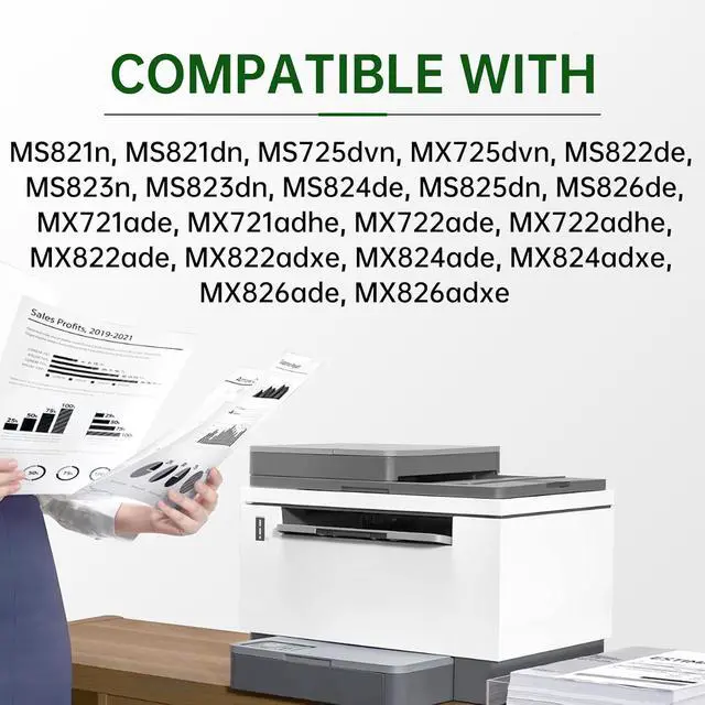 Alt view image 2 of 7 - MS725 58D1U00 Ultra High Yield Black Toner Cartridge with Chip, 55000 Pages, Compatible with Lexmark MS725dvn MS821dn MS822de MS823dn MS824de MS825dn MS826de MX721ade MX725dvn MX822ade Replace 58D1H00
