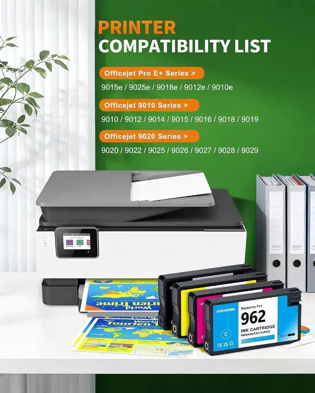 Alt view image 2 of 7 - 962 Ink Replacement for HP 962 HP962 Ink Cartridges Combo Pack Work with HP OfficeJet Pro 9015e 9018e 9025e 9012e 9015 9010 9012 9018 9020 9025 (4-Pack, Black Cyan Yellow Magenta)