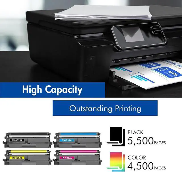 Alt view image 3 of 6 - TN635 TN635XL Toner Cartridges Compatible for Brother MFC-L8930CDW 4-Pack