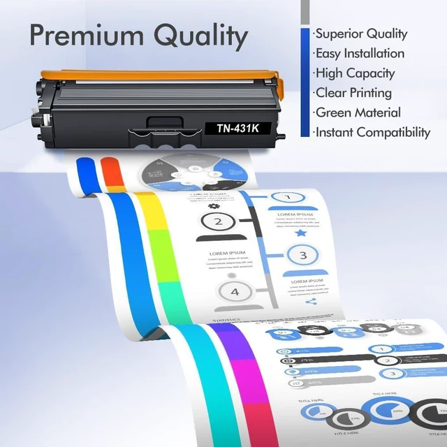 Alt view image 4 of 6 - TN431 TN-431 Toner Cartridge 4 Pack for Brother TN 431 MFC-L8900CDW