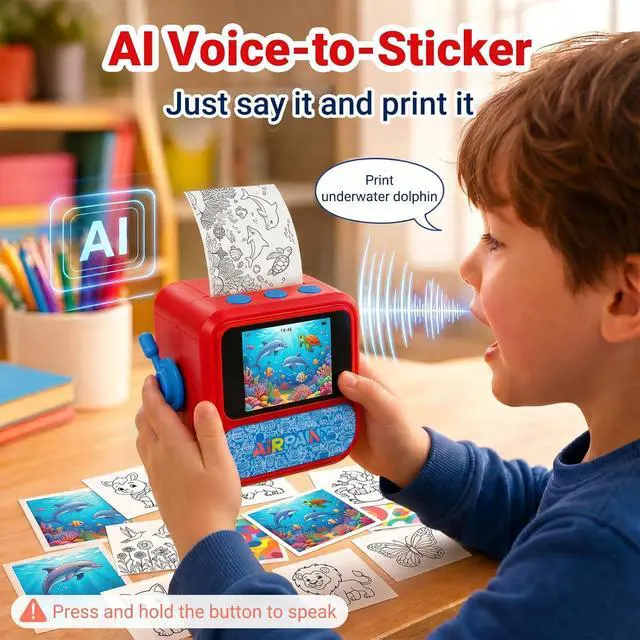 Alt view image 2 of 7 - FamilyKit AI Smart Voice Sticker Printer Box Toy Gift for Boys Girls