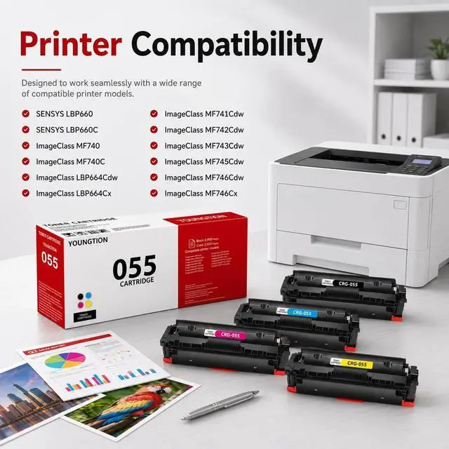 Alt view image 2 of 7 - 055 Toner Cartridges High-Yield 4-Pack(BK/C/M/Y) Compatible MF743cdw Toner