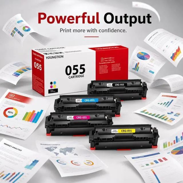 Alt view image 5 of 7 - 055 Toner Cartridges High-Yield 4-Pack(BK/C/M/Y) Compatible MF743cdw Toner
