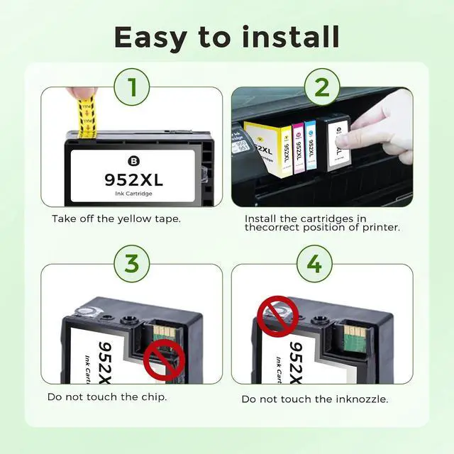 Alt view image 6 of 7 - 952XL 952 XL Ink Cartridge Combo Pack Replacement for HP952 HP952XL for Officejet Pro 8710 7740 8715 8720 8210 8702 7720 8730 8740 8216 8725 8700 8200 7730 PrinterBlack Cyan Magenta Yellow4-Pack