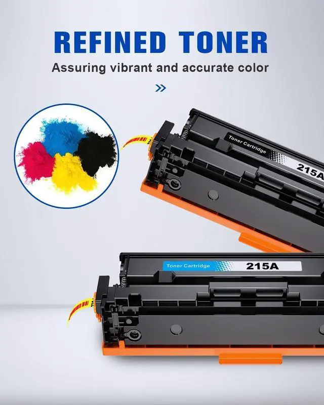 Alt view image 5 of 7 - Compatible 215A Toner Cartridges (with Chip) Replacement Compatible for HP 215A W2310A Toner Use with Color Laseret Pro MFP M182nw M155nw M183fw M155dw M183fdw Series Printer (4 Pack)