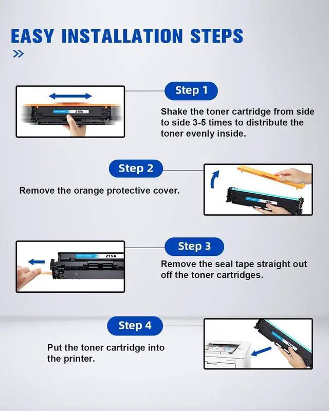 Alt view image 6 of 7 - Compatible 215A Toner Cartridges (with Chip) Replacement Compatible for HP 215A W2310A Toner Use with Color Laseret Pro MFP M182nw M155nw M183fw M155dw M183fdw Series Printer (4 Pack)