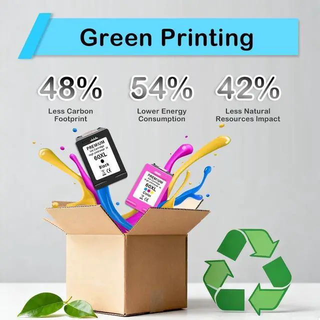 Alt view image 6 of 7 - 60XL Ink Cartridge Replacement for HP 60 Ink Cartridge Black and color Combo Pack 60XL High Yield Work for PhotoSmart D110 C4780 C795 C4680 C4650 Deskjet D2680 F2430 Envy 110 120 Printer (2Pack)