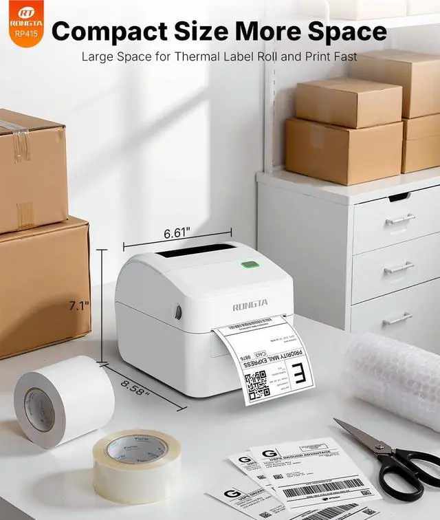 Alt view image 4 of 6 - Rongta Thermal Shipping Label Printer, Wireless 4x6 Bluetooth Label Sticker Printer for Shipping Packages for Small Business,Compatible with Windows macOS Android and iOS