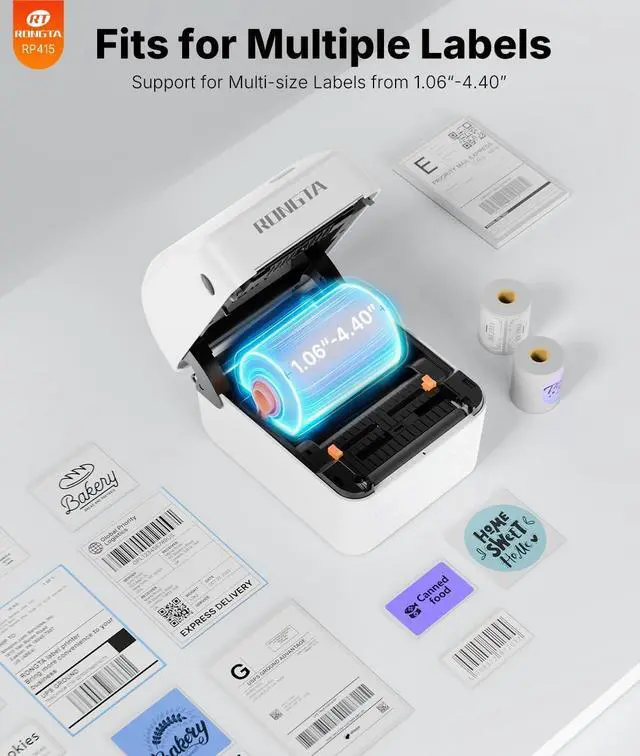 Alt view image 3 of 6 - Rongta Thermal Shipping Label Printer, Wireless 4x6 Bluetooth Label Sticker Printer for Shipping Packages for Small Business,Compatible with Windows macOS Android and iOS