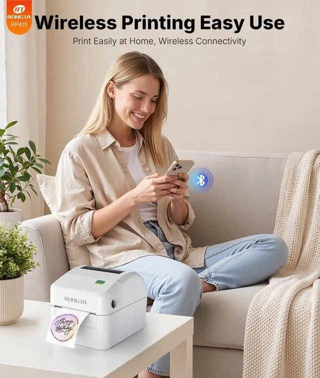Alt view image 5 of 6 - Rongta Thermal Shipping Label Printer, Wireless 4x6 Bluetooth Label Sticker Printer for Shipping Packages for Small Business,Compatible with Windows macOS Android and iOS