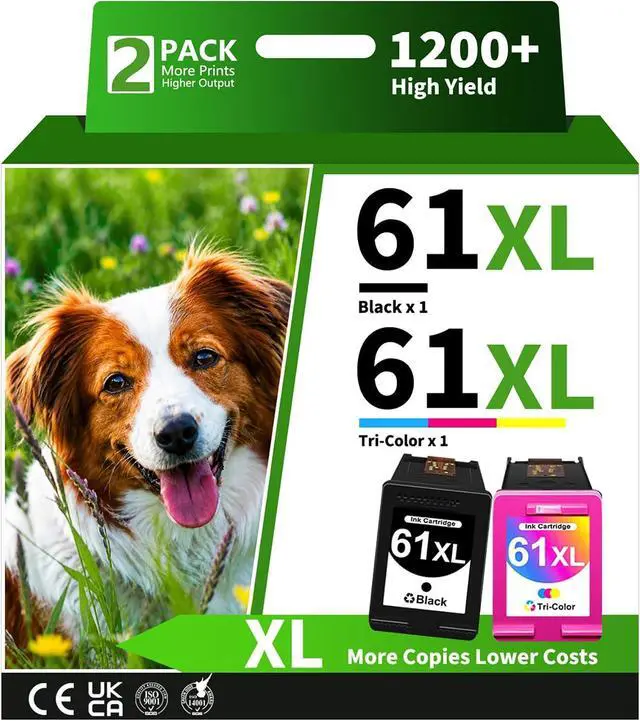 Main image of 61XL Ink Cartridges Replacement for HP 61 61XL Ink Cartridge for Envy 4500 4502 5534 DeskJet 2512 3510 2542 2540 2544 3000 1055 2548 OfficeJet 4630 4632 Printer (1 Black,1 Tri-Color, 2 Pack)