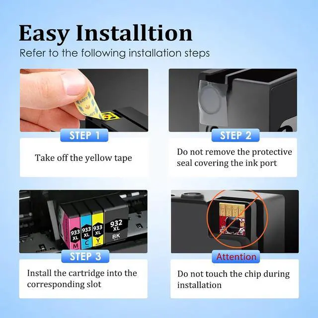 Alt view image 7 of 7 - 932XL 933XL Ink Cartridge 5 Pack (2 Black, 1 Cyan, 1 Magenta,1 Yellow)