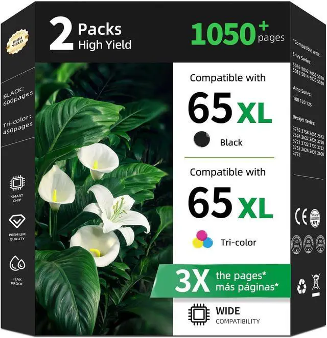 Main image of 65XL Ink Cartridges Replacement for HP 65 XL Black Color Combo Pack for HP65 HP65XL with Printer Deskjet 3755 3758 3772 3752 3720 3722 2600 2622 2652 2655 2624 2635 2640 Envy 5055 5000 5070 5052 5010