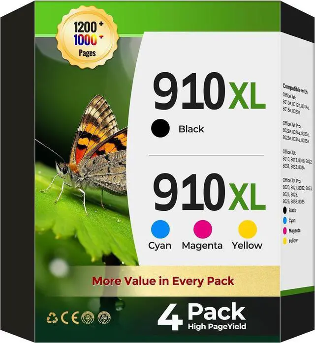 Main image of 910 910XL Ink Cartridges Compatible for HP 910 XL Ink Cartridge Combo Pack Replacement for HP910XL Ink Work with Officejet Pro 8015 8022 8025 8028 8035 OfficeJet 8015e 8022e 8025e 8028e 8035e, 4 Pack