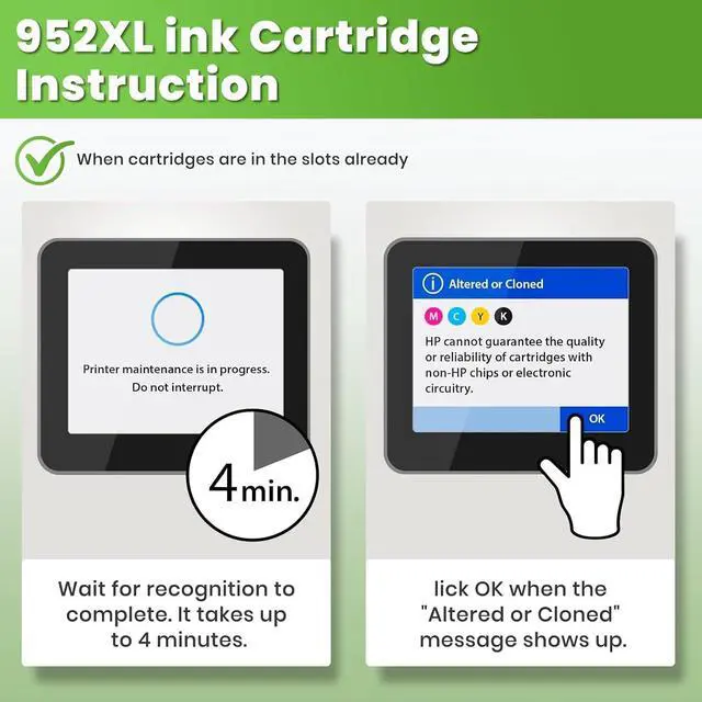 Alt view image 7 of 7 - 952XL Ink Cartridges Combo Pack for HP 952 XL 952XL HP952 Ink Cartridge