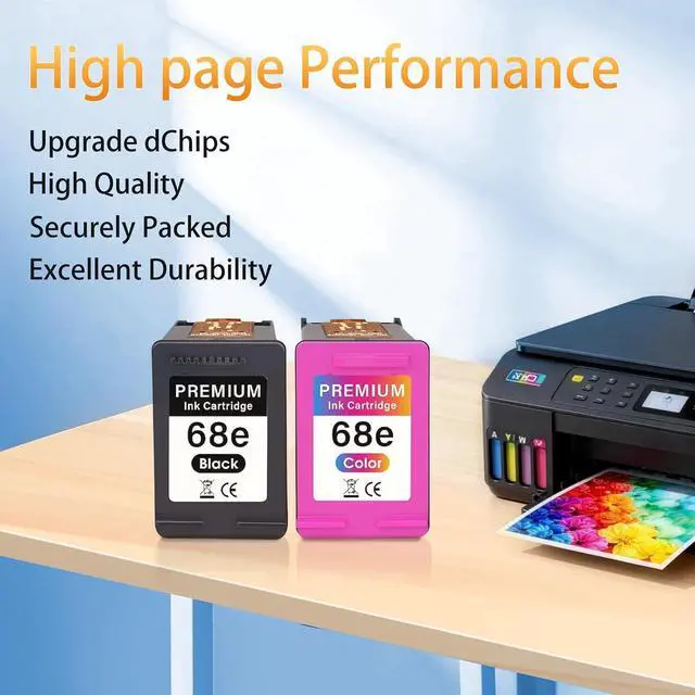 Alt view image 4 of 7 - 68XL 68e High Yield Ink Compatible HP68,1Bk 1Tri-Color Envy Printers