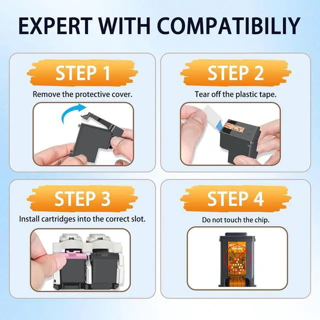 Alt view image 6 of 7 - 68XL 68e High Yield Ink Compatible HP68,1Bk 1Tri-Color Envy Printers