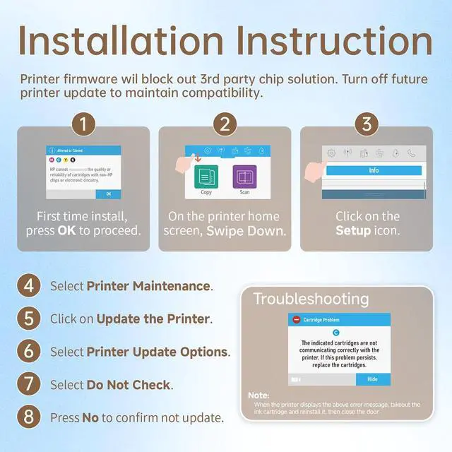 Alt view image 7 of 7 - 68XL 68e High Yield Ink Compatible HP68,1Bk 1Tri-Color Envy Printers