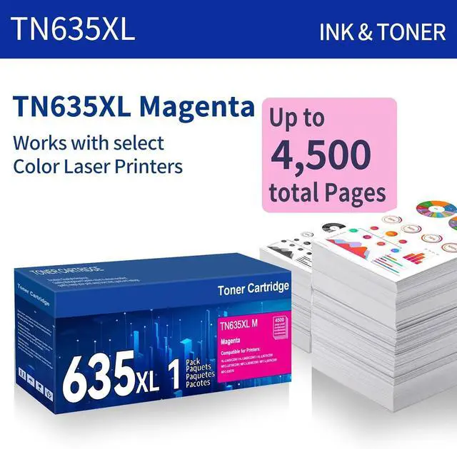 Alt view image 2 of 6 - 1 Pack TN635 TN635XL Magenta Toner Cartridge Replacement for Brother TN635XL Toner Work for HL-L8430CDW, HL-L8430CDWT, HL-L8570CDW,MFC-L8730CDW, MFC-L8930CDW, MFC-L8970CDW and MFC-EX575 Printers