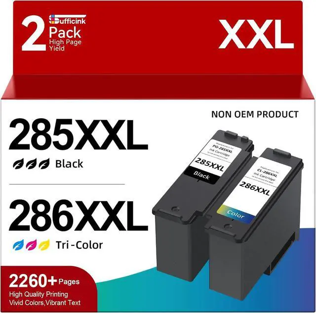 Main image of High Yield 285XXL 286XXL Ink Cartridge Compatible for Canon PG-285 CL-286 PG-285XL CL-286XL Large Capacity Compatible for Canon Pixma TS7720 Ink cartridge fit for Pixma TS7722 TR7820 Printer (2 Pack)