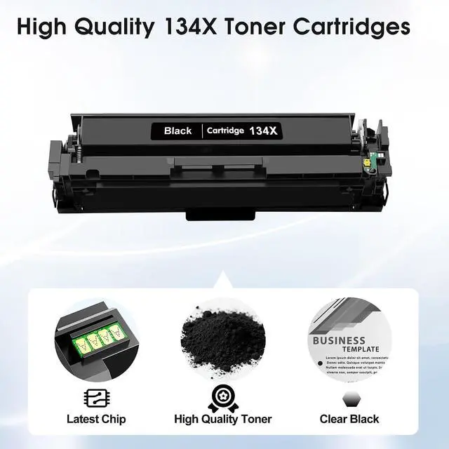 Alt view image 4 of 7 - 134X Black Toner Cartridge High-Yield with Chip Compatible for HP 134X 134A