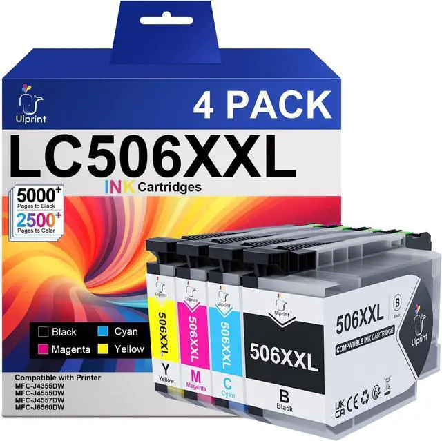 Main image of LC506XXL Ink Cartridges Replacement for Brother LC506 LC506XL LC506XXL4PK Super High Yield Up to 12500 Pages for Brother Printer MFC-J4355DW MFC-J4555DW MFC-J4557DW MFC-J6560DW(BK/C/M/Y)