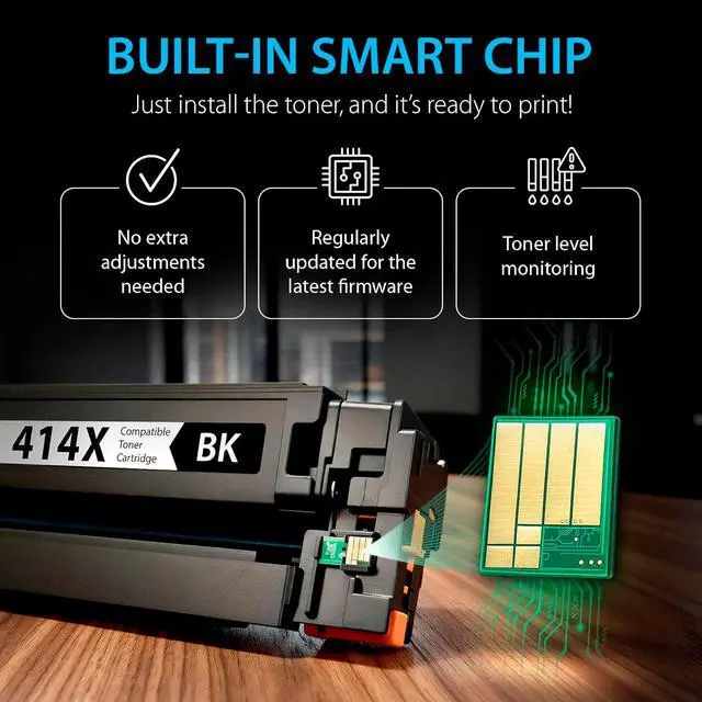 Alt view image 4 of 7 - Smart Ink Compatible 414X Toner Cartridge Replacement for HP 414 X with Built-in Chip (4 Pack) to use with Color LaserJet Pro MFP M479fdw M479fdn M479fdw M454dw M454dn (Black Cyan Magenta Yellow)