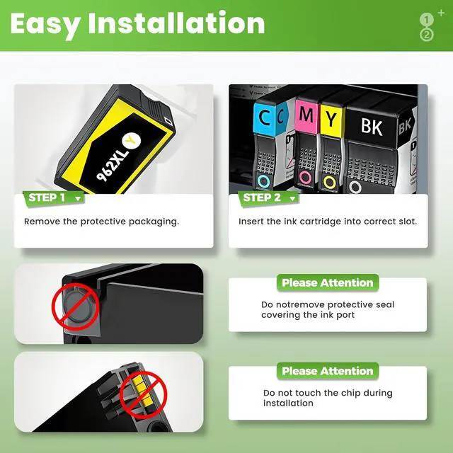 Alt view image 4 of 7 - 962XL 962 Ink Cartridge Compatible for HP 962 XL Ink Cartridges Combo Pack Replacement HP962XL HP962 Work with Officejet Pro 9015e 9018e 9025e 9012e 9015 9010 9012 9018 9020 9025 Printer, 4 Pack