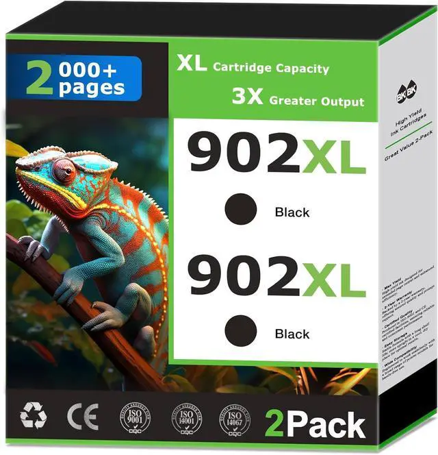 Main image of 902XL Black Ink Cartridges Compatible for HP 902 Black Ink Cartridges Combo Pack Work with HP Printer OfficeJet Pro 6978 6968 6960 6958 6970 6975 6950 Printer Ink Black 902 Ink High Yield (2 Pack)