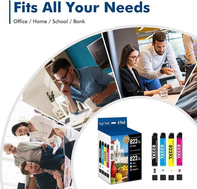Alt view image 7 of 7 - Remanufactured Replacement for 822XL Ink Cartridges for 822 XL Printer Ink